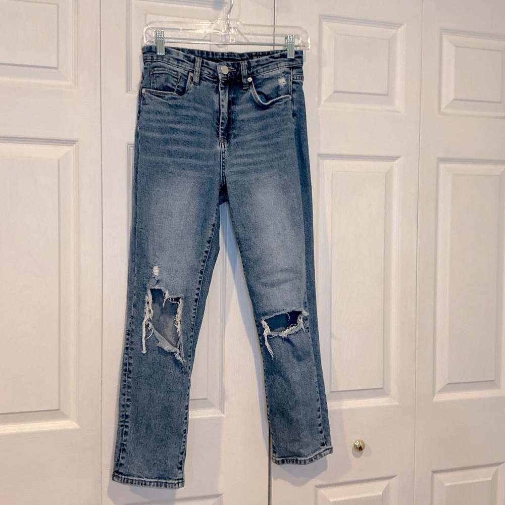 🩷 BLANK NYC The Madison Crop Blue Distressed Denim Jeans - Size 28 / 6 (01363)